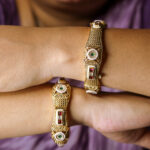 Stunning Gold Plated Stone Bangle Set For Women - Image 2