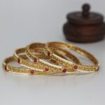 Sleek Gold Plated Bangle Set (Set Of 4)
