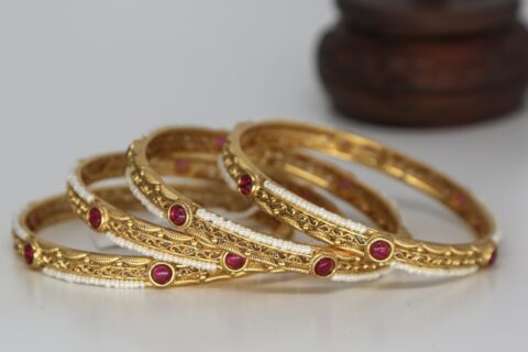 Sleek Gold Plated Bangle Set (Set Of 4)