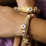 Stunning Gold Plated Stone Bangle Set For Women - Image 3
