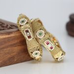 Stunning Gold Plated Stone Bangle Set For Women - Image 4