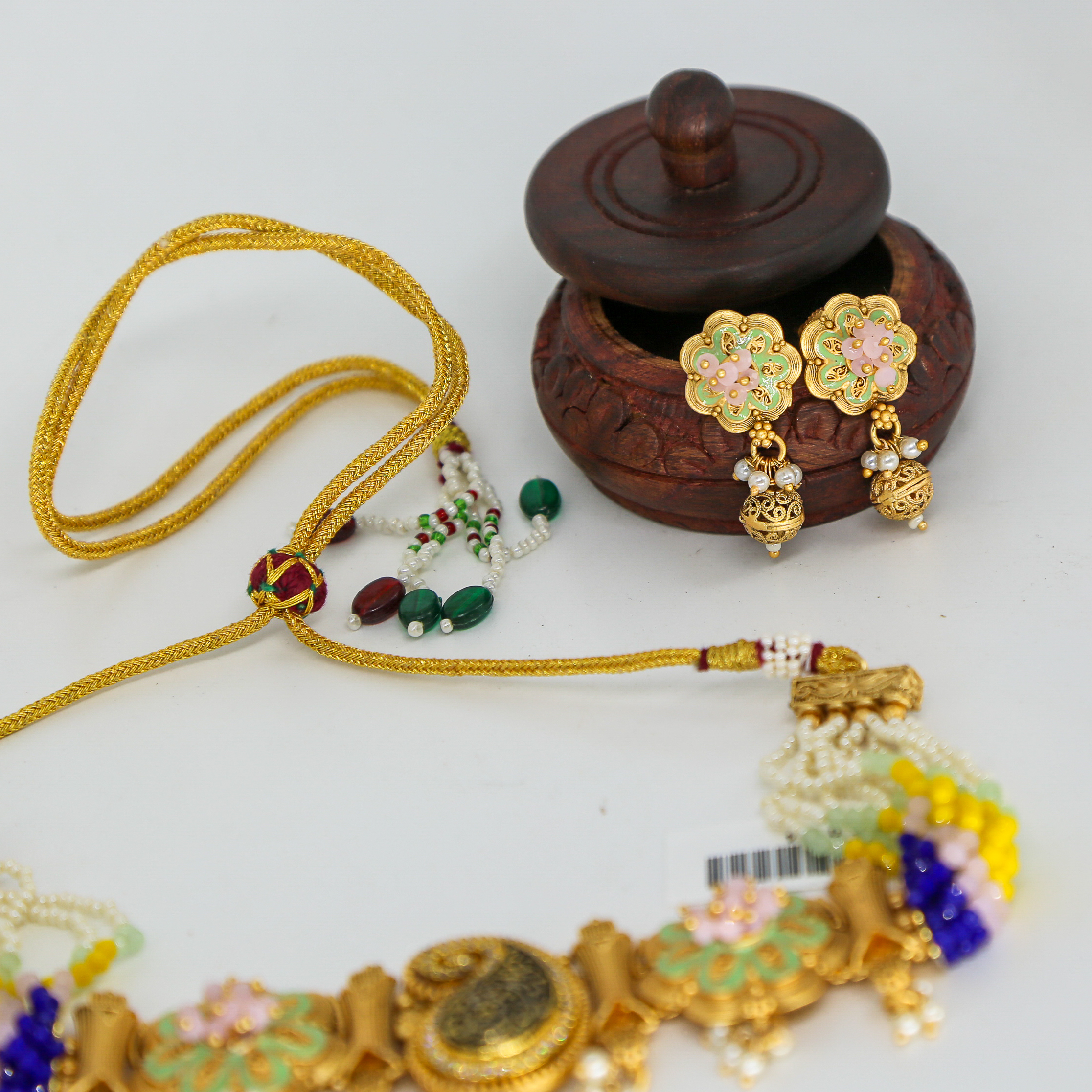 Amazing Stone Beaded Pastel Necklace Set With Earring - Image 2