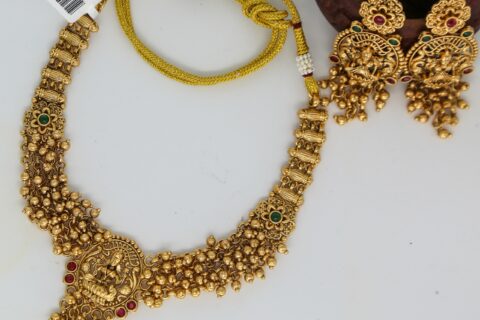 Amazing Antique Gold Pearl Drop Maa Lakshmi Necklace Set With Earring I New Collection
