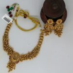 Amazing Antique Gold Pearl Drop Maa Lakshmi Necklace Set With Earring I New Collection - Image 3