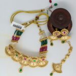 Traditional Gold-Plated Temple Design Earrings & Maang Tikka Set