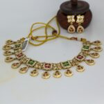 Amazing Gold Plated Sleek Stone Necklace Set - Image 3