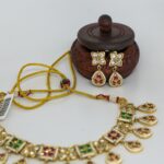 Amazing Gold Plated Sleek Stone Necklace Set - Image 2