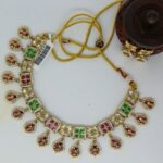 Amazing Gold Plated Sleek Stone Necklace Set