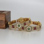 Stunning Gold Plated Kundan Kada Bangle