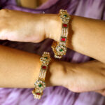 Stunning Gold Plated Kundan Kada Bangle - Image 2