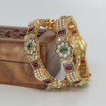 Stunning Gold Plated Kundan Kada Bangle - Image 3