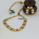 Elegant Polki Kundan Leaf Necklace Set with Drop Earrings