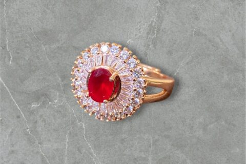 Gold-Plated Crystal Kundan Studded Adjustable Finger Ring