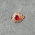Gold-Plated Crystal Kundan Studded Adjustable Finger Ring - Image 3
