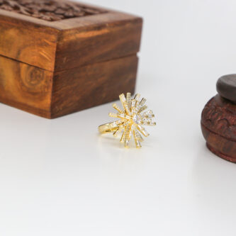 Women Crystal Bud Flower Statement Ring - Image 2