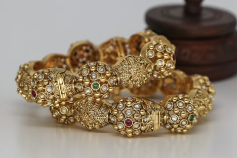 Gorgeous Antique Gold Pacheli Kada Bangle