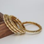 Elegant Gold Plated Pearl Bangle Set (Set Of 4) - Image 3