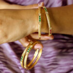 Antique Gold Stone Elegant Bangle Set For Women - Image 2