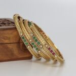 Antique Gold Stone Elegant Bangle Set For Women - Image 3