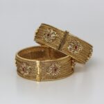 Stunning Antique Gold Stone Kada Bangle For Women