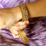 Stunning Antique Gold Stone Kada Bangle For Women - Image 2