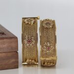 Stunning Antique Gold Stone Kada Bangle For Women - Image 3