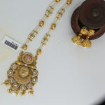 Royal White & Pearl Beaded Kundan Pendant Necklace with Jhumka Earrings