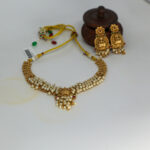 Amazing Antique Gold Pearl Drop Maa Lakshmi Necklace Set With Earring I New Collection - Image 3