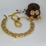 Antique Gold Floral Necklace Set with Pearl Drop Accents - Image 3