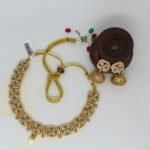 Antique Gold Floral Necklace Set with Pearl Drop Accents