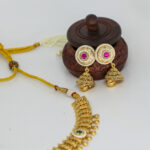 Temple-Inspired Gold Necklace Set with Enamel Detailing - Image 2