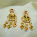 Women Gold-Plated Kundan Temple Choker Jewellery Set with Earrings - Image 2