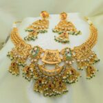 Traditional Rajwadi Gold-Plated Handcrafted Meenakari Jewellery Set with Beads & Pearls